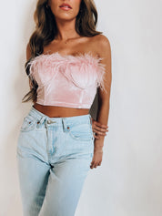SALE :Dusty Rose Velvet Bustier Top