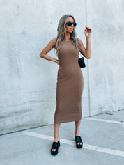 SALE :Structured Mocha Midi Dress