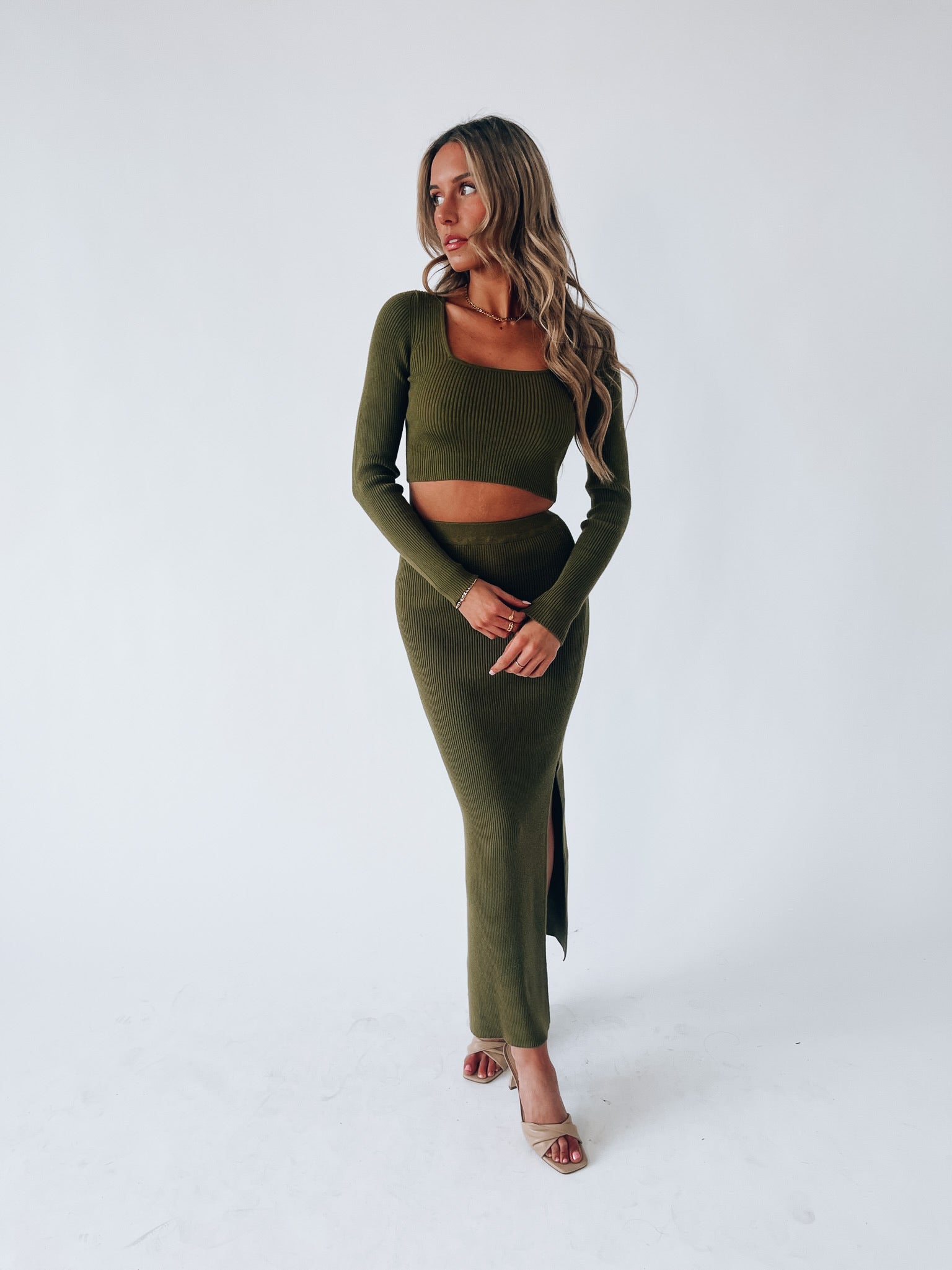 Nora Olive Midi Set