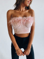 SALE :Dusty Rose Velvet Bustier Top