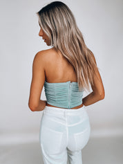 SALE :Sage Ruched Fitted Crop