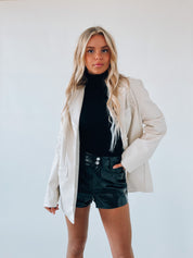 Cream Pleather Blazer