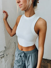Nalani Cropped Sleeveless Top In White