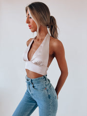 Sarabeth Silk Halter Crop