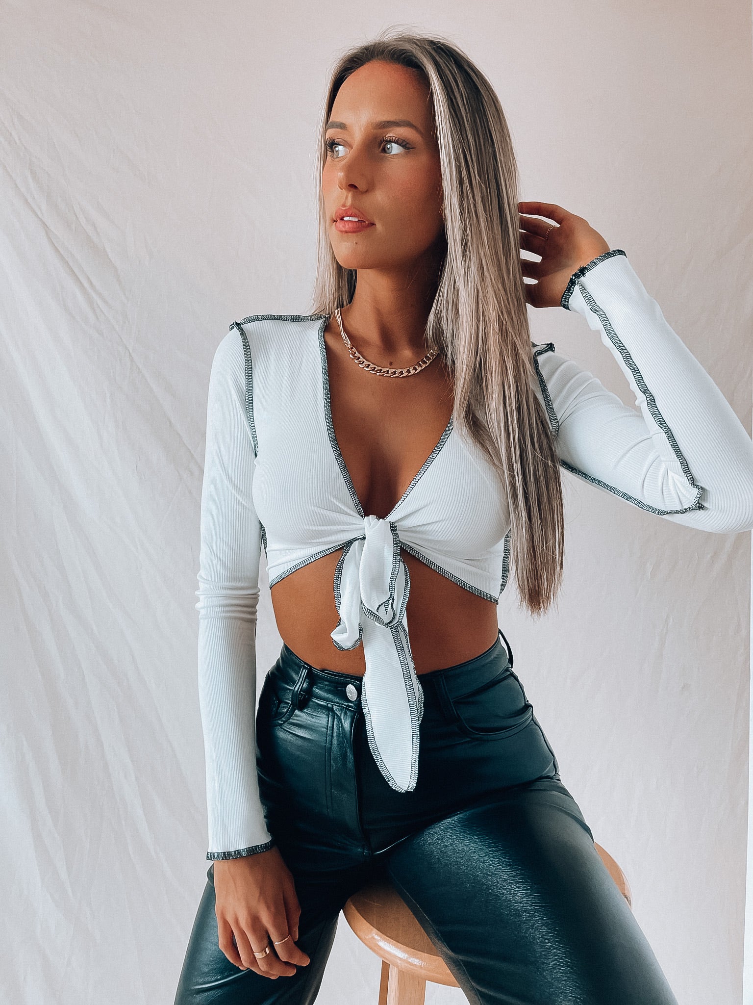 SALE : Jemma Tie Top In White