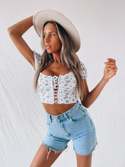 Joey Floral Lace Up Top