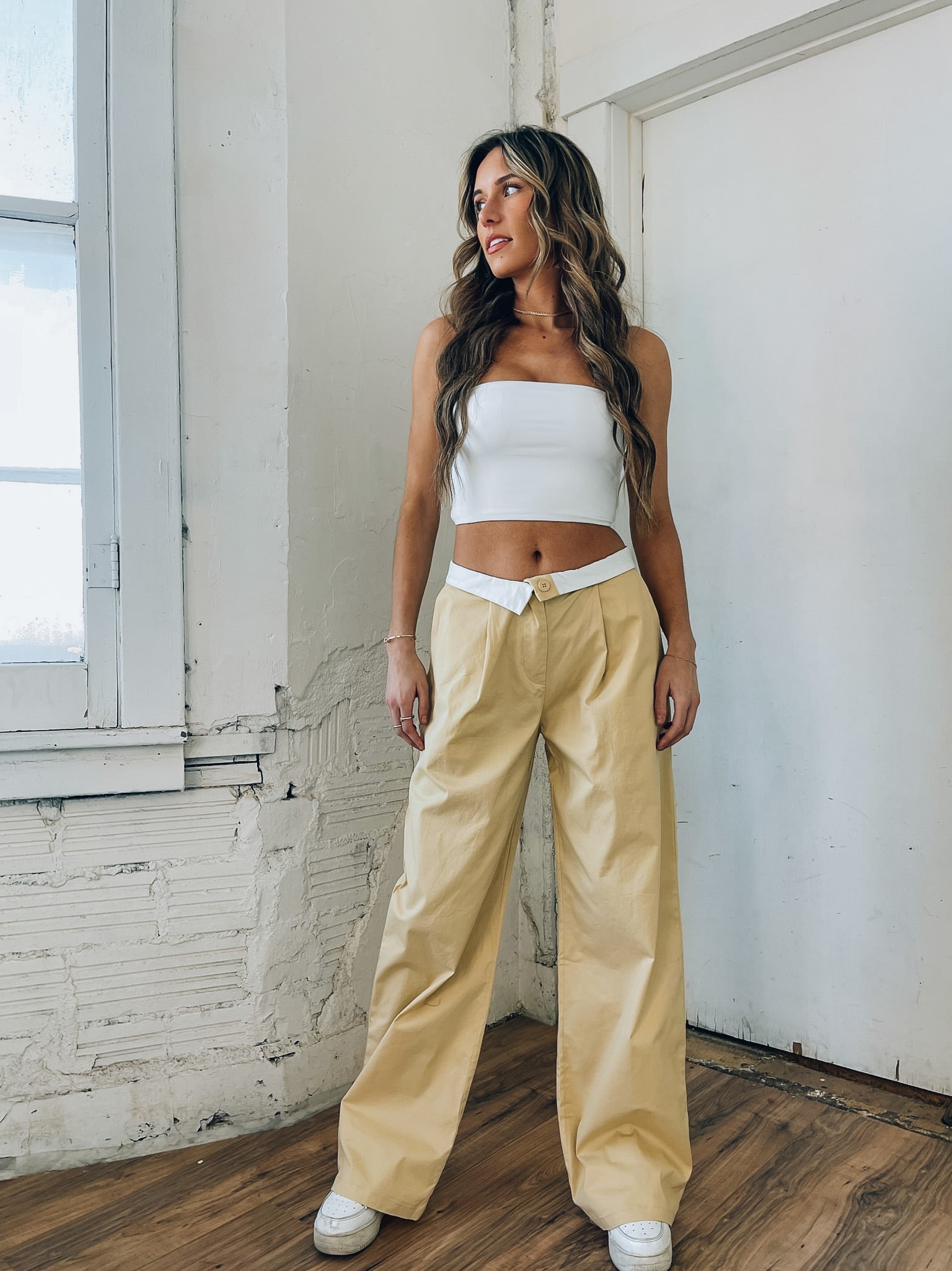 Fold Over Straight Leg Pants