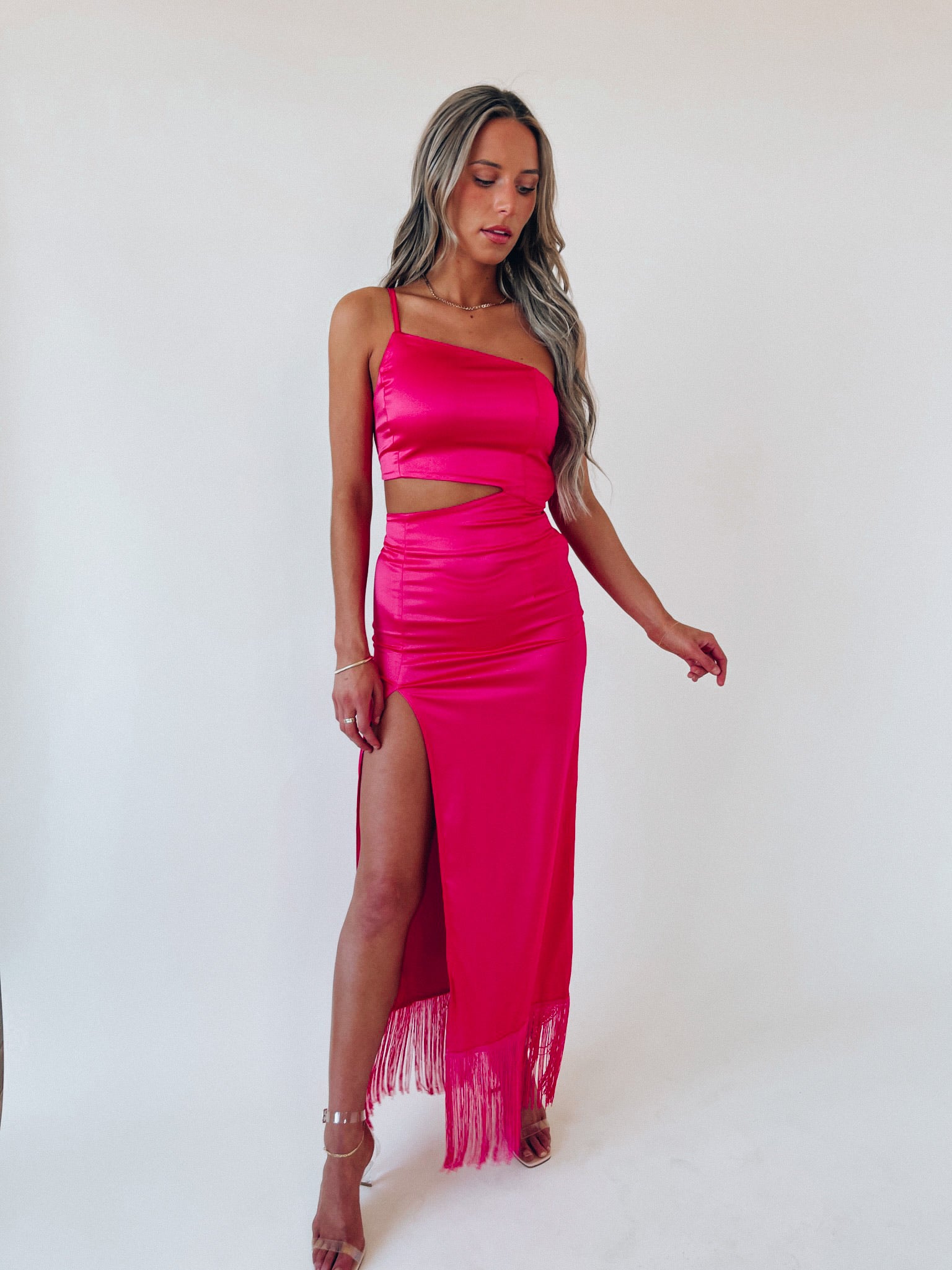 SALE :Inessa Silk Fringe Maxi Dress