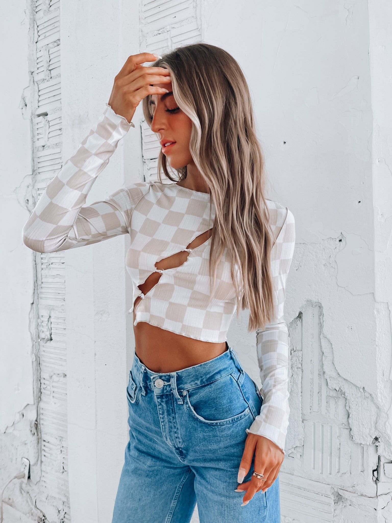 SALE :Checkered Long Sleeve Top
