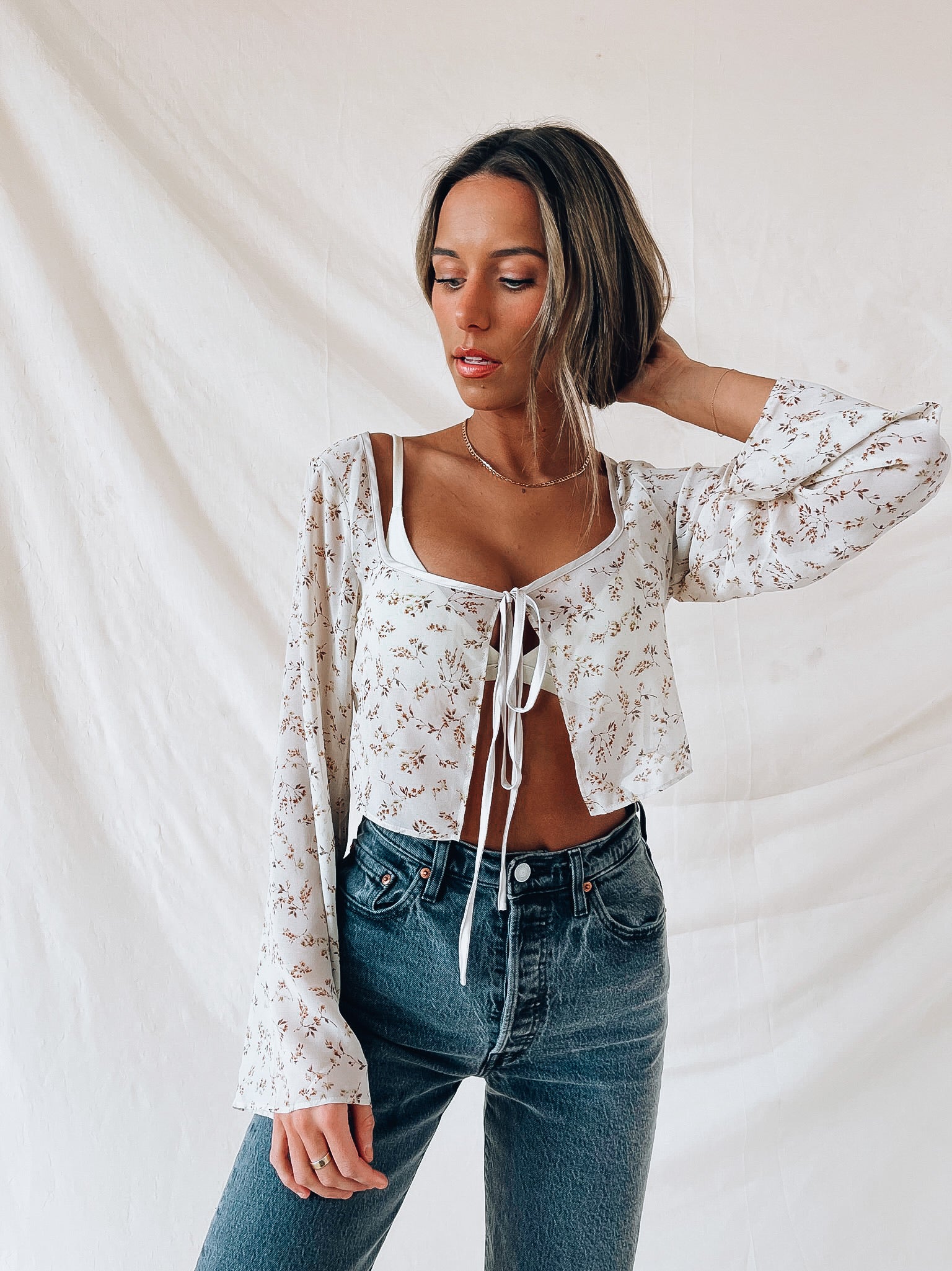 SALE :Charlie Front Tie Long Sleeve