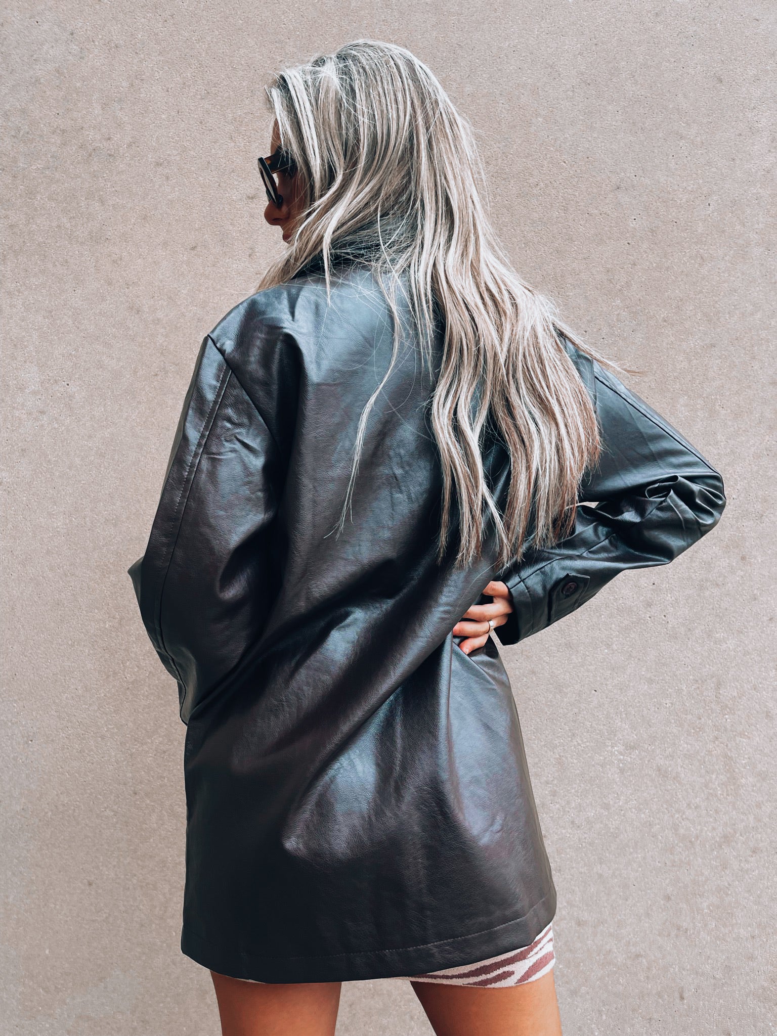 RESTOCKED: Mocha Pleather Belted Shacket