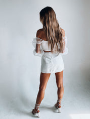 Kaylin Sheer Sleeve Crop Top