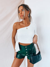 SALE : Olive Pleather Shorts