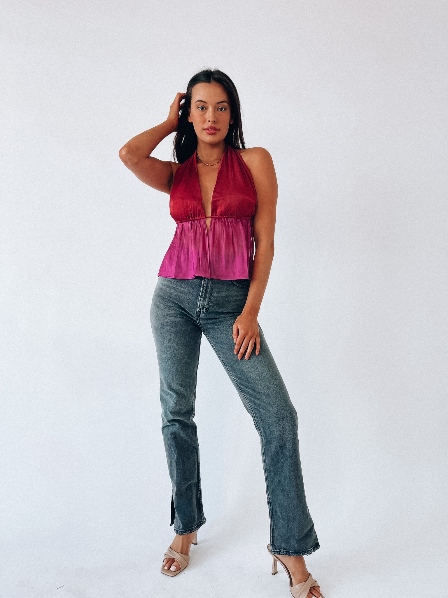 Leyla Color Block Halter Top