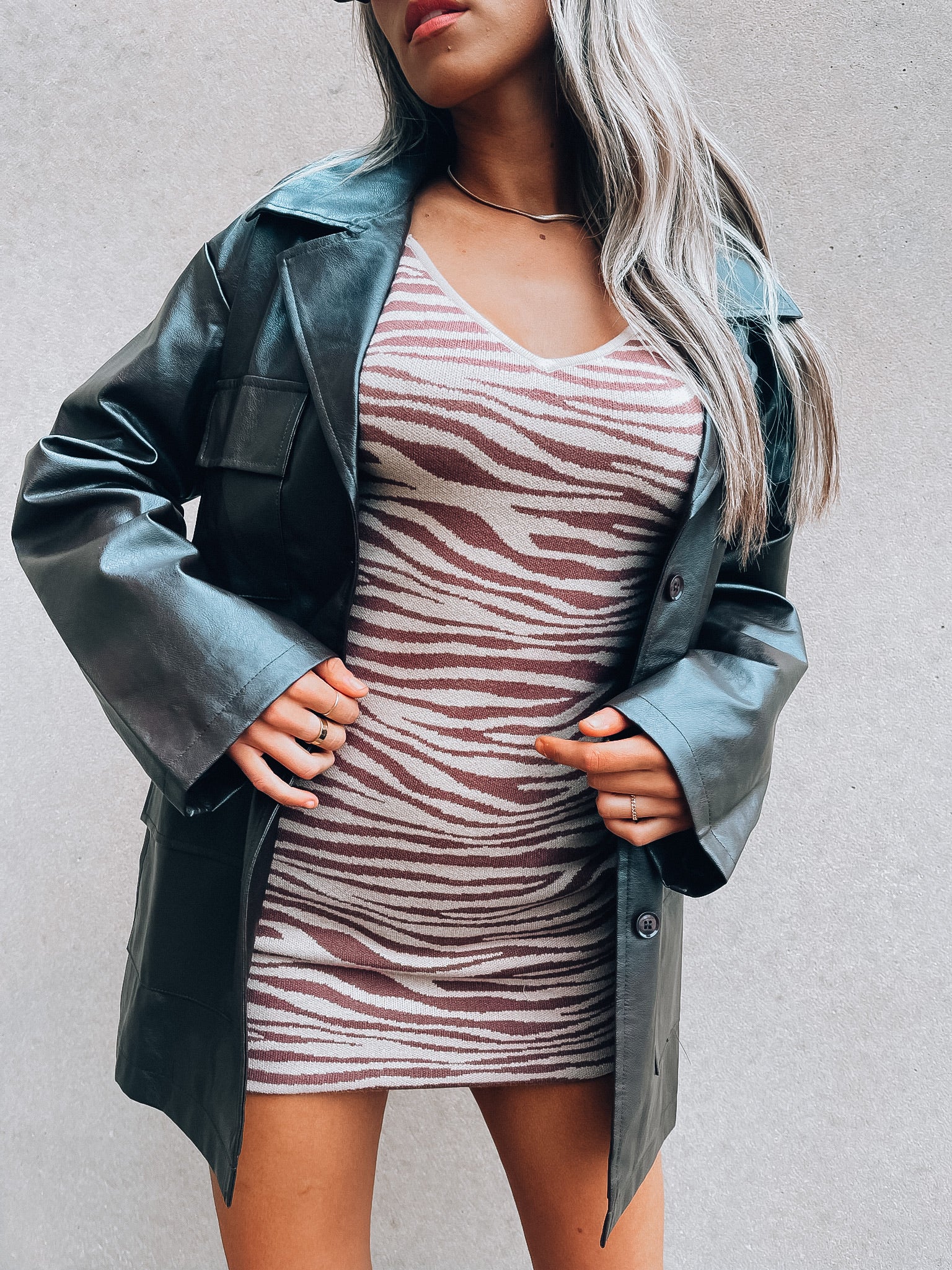 RESTOCKED: Mocha Pleather Belted Shacket