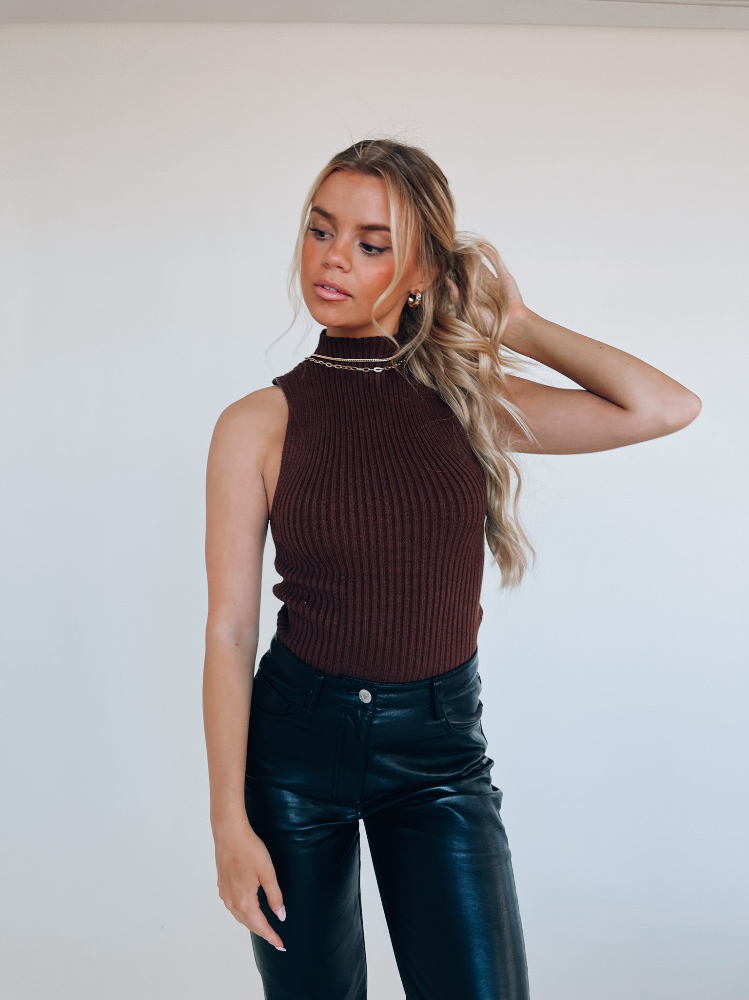 Kylie Mock Neck Sleeveless Top