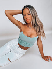 SALE :Sage Ruched Fitted Crop