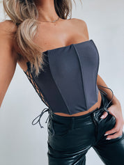 Stassi Grey Strapless Corset Top