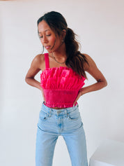 Madelyn Mesh Ruffle Top