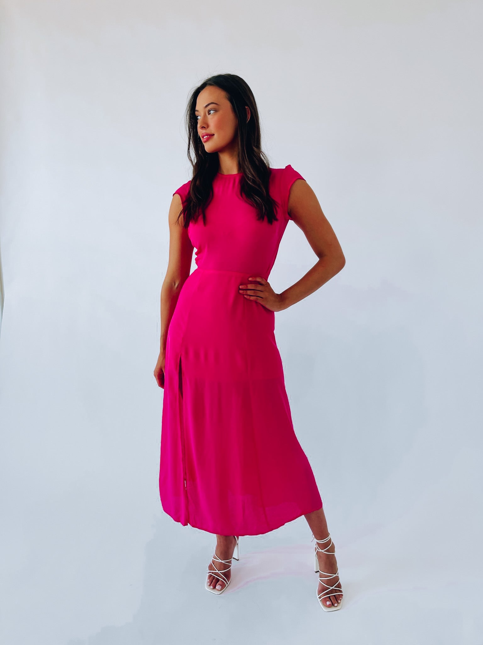 Raya Fuchsia Midi Dress