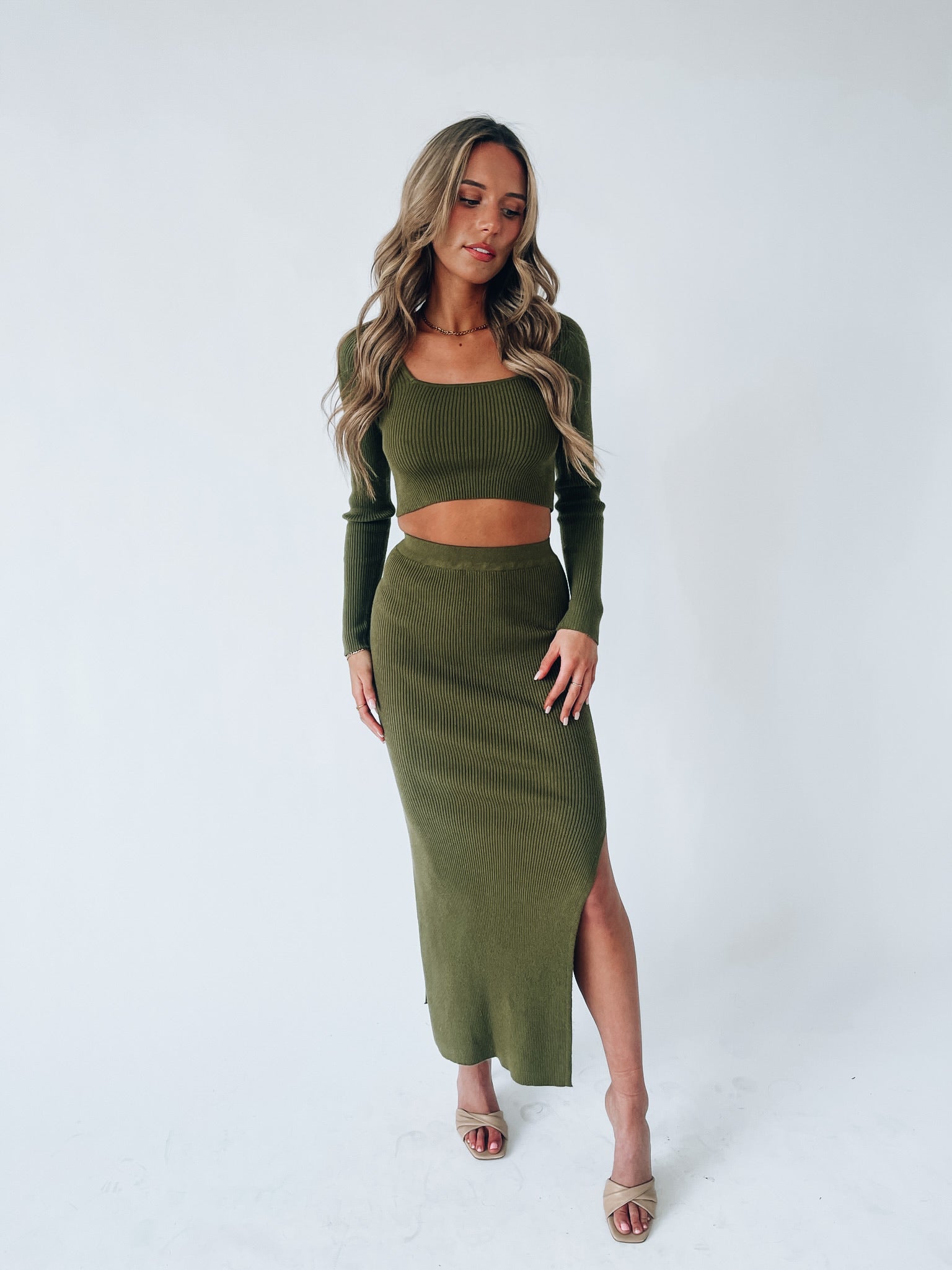 Nora Olive Midi Set