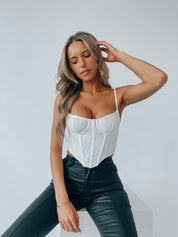 RESTOCKED: Baylor Bustier Top in White