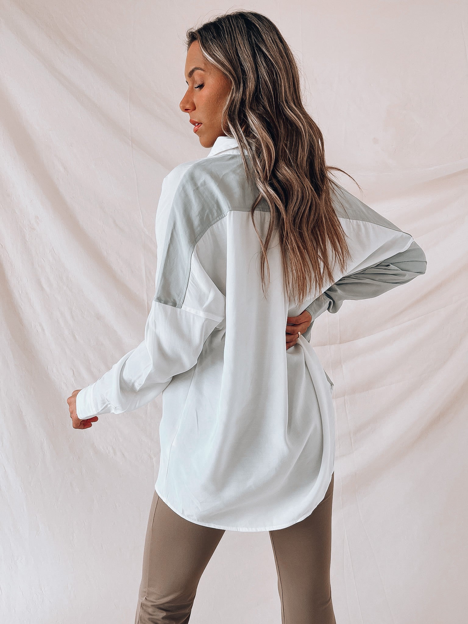 Sage Kalven Colorblock Button Down