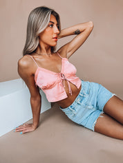 Pink Ayla Lace Tie Top
