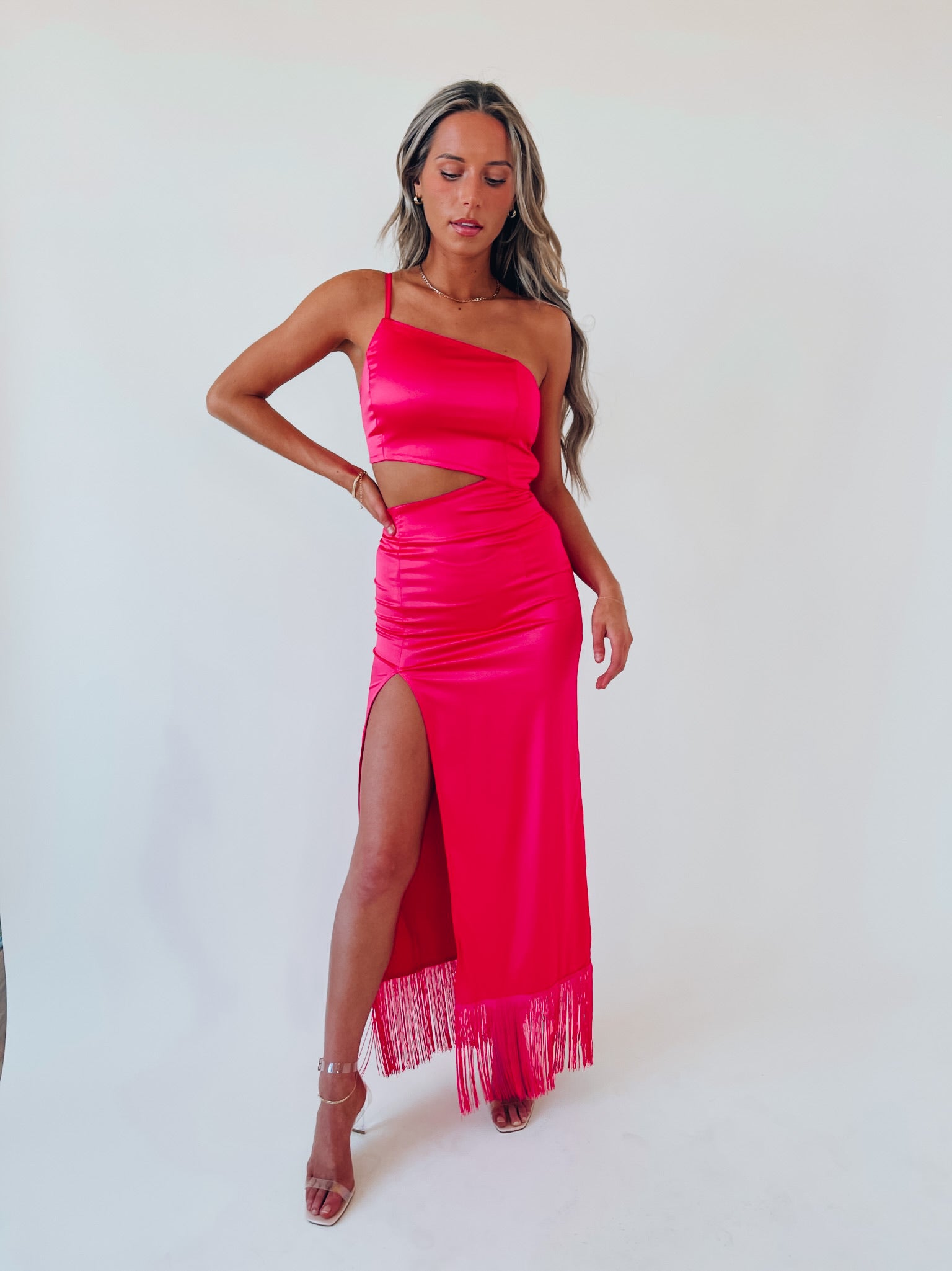 SALE :Inessa Silk Fringe Maxi Dress