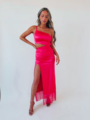 SALE :Inessa Silk Fringe Maxi Dress