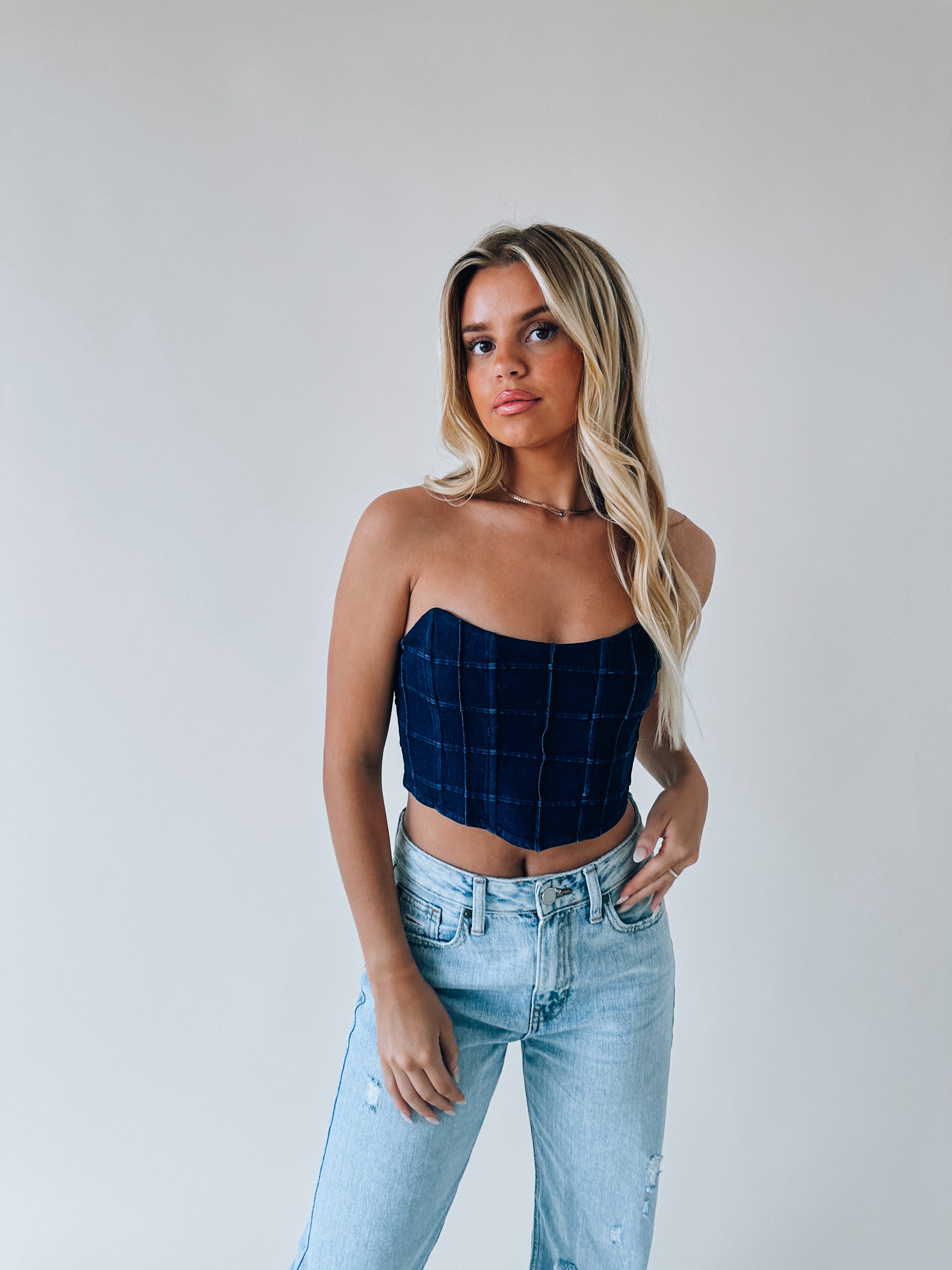 Carrie Denim Bustier Top