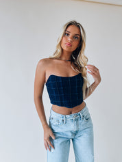 Carrie Denim Bustier Top