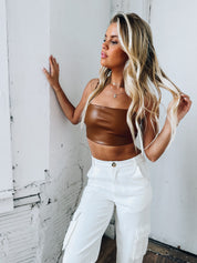 Dylan Cropped Pleather Top
