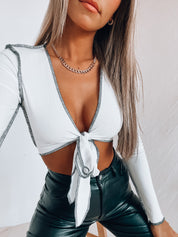 SALE : Jemma Tie Top In White