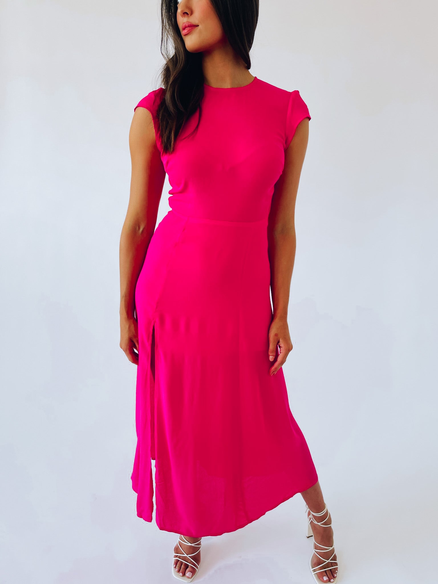 Raya Fuchsia Midi Dress