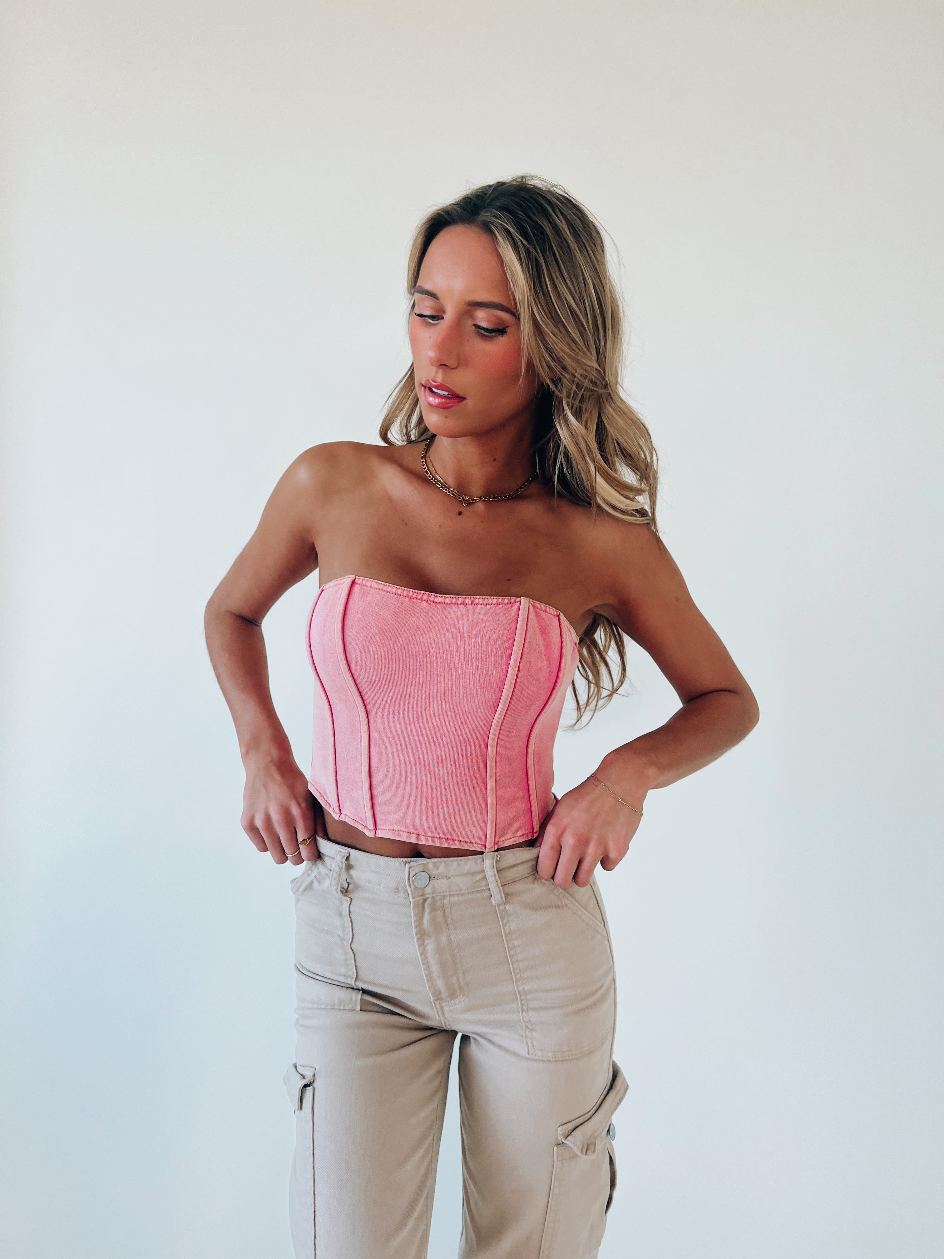 Cassie Corset Top In Pink