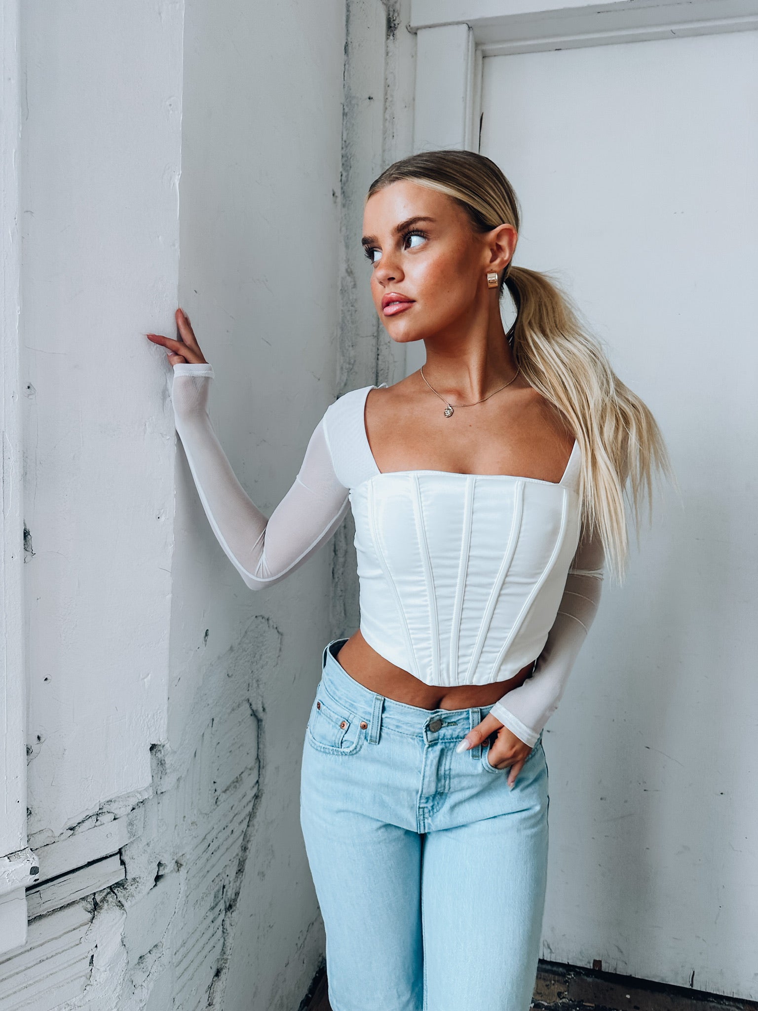 Jacquelyn Corset Top In White