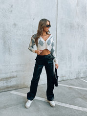 Cropped Argyle Cardigan