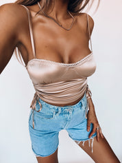 RESTOCKED: Darling Satin Crop Top