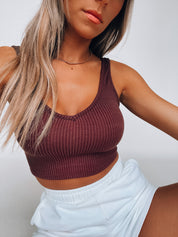 SALE :Chocolate Ribbed Tank