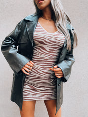 RESTOCKED: Mocha Pleather Belted Shacket