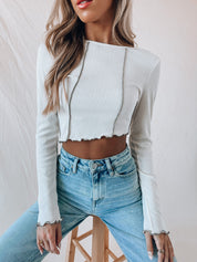 Cream Contrast Long Sleeve