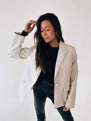 SALE: Color Block Pleather Blazer