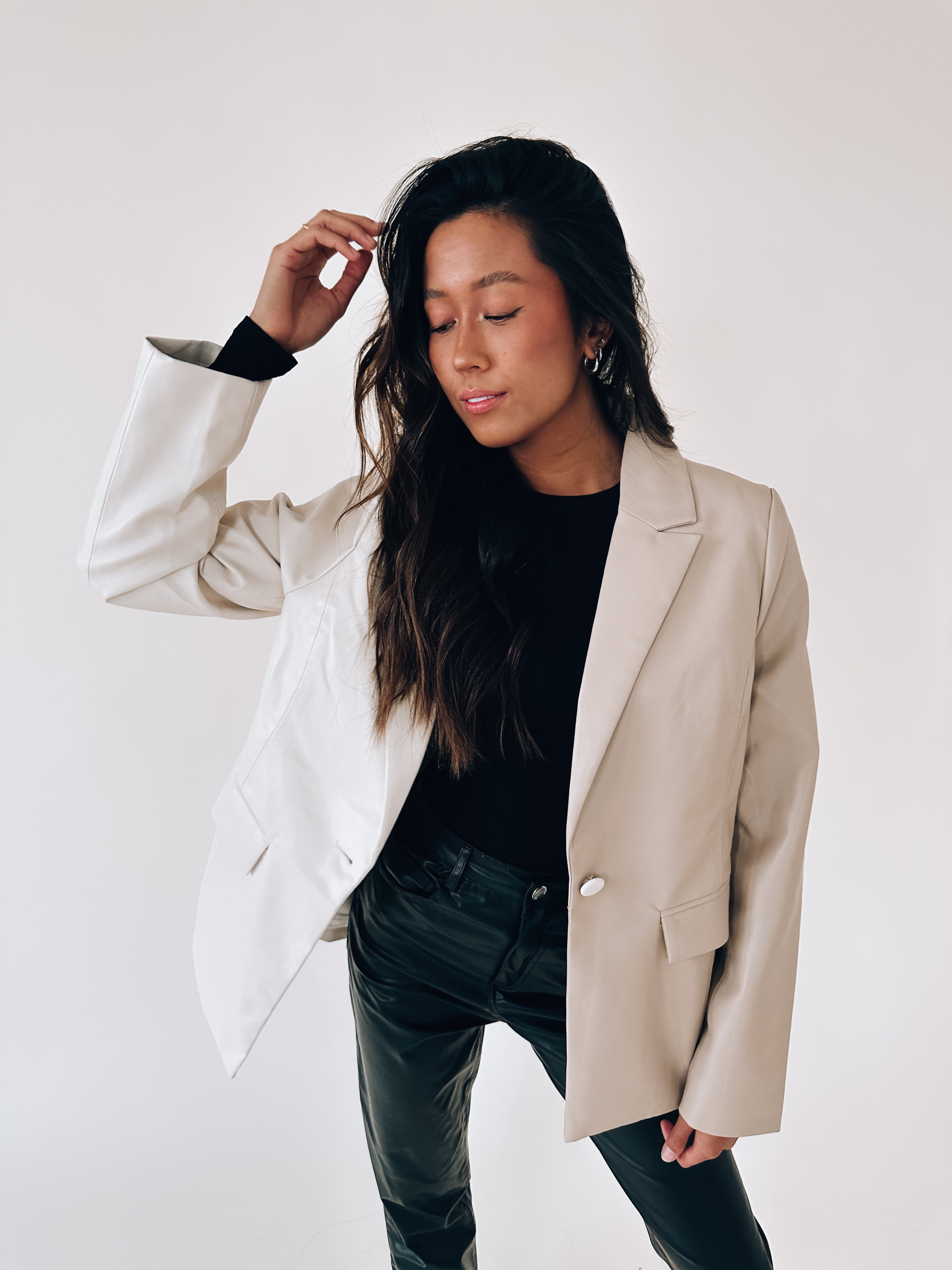 SALE: Color Block Pleather Blazer