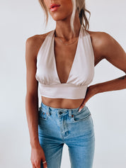 Sarabeth Silk Halter Crop
