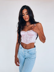 Mauve Silk Lace Bustier Top