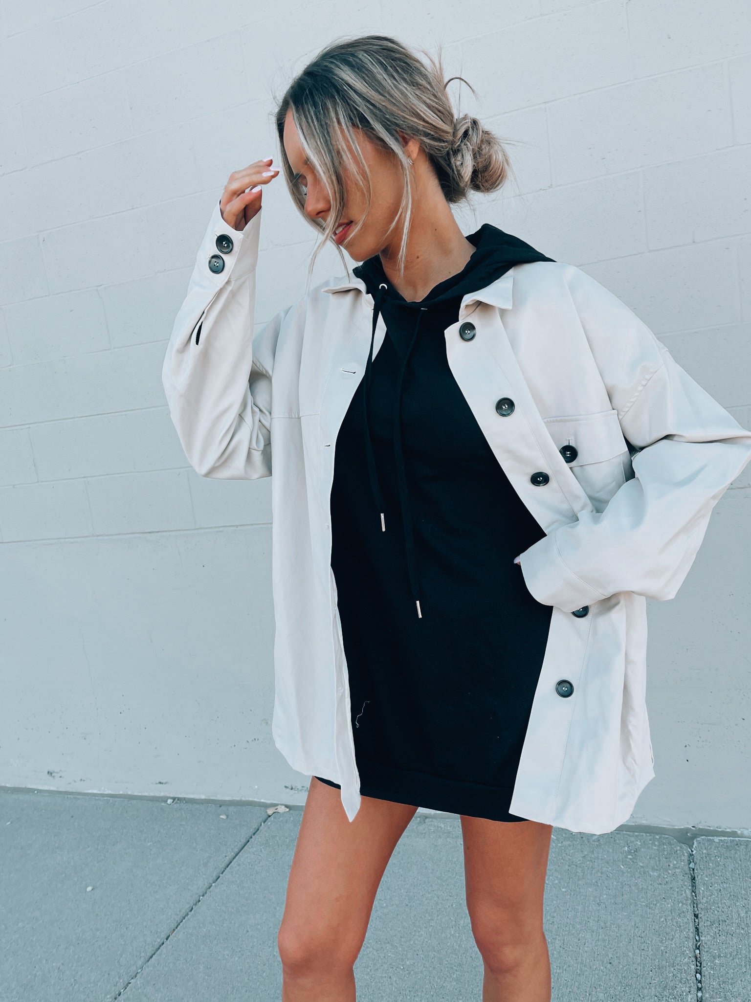 SALE :Emma Beige Pleather Jacket