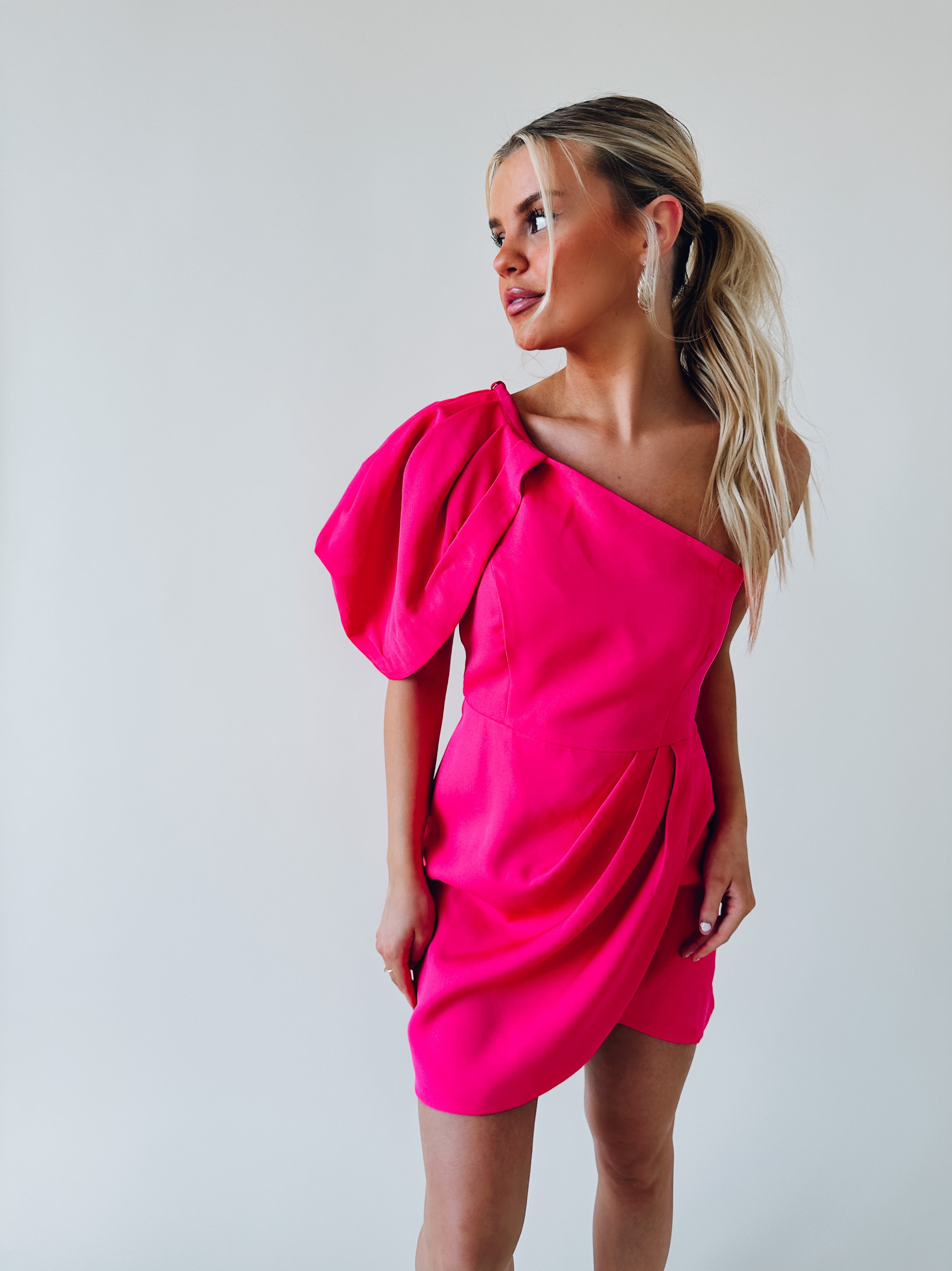 pink and red one shoulder dress Lauryn One Shoulder Dress In Pink – Madida Clothing