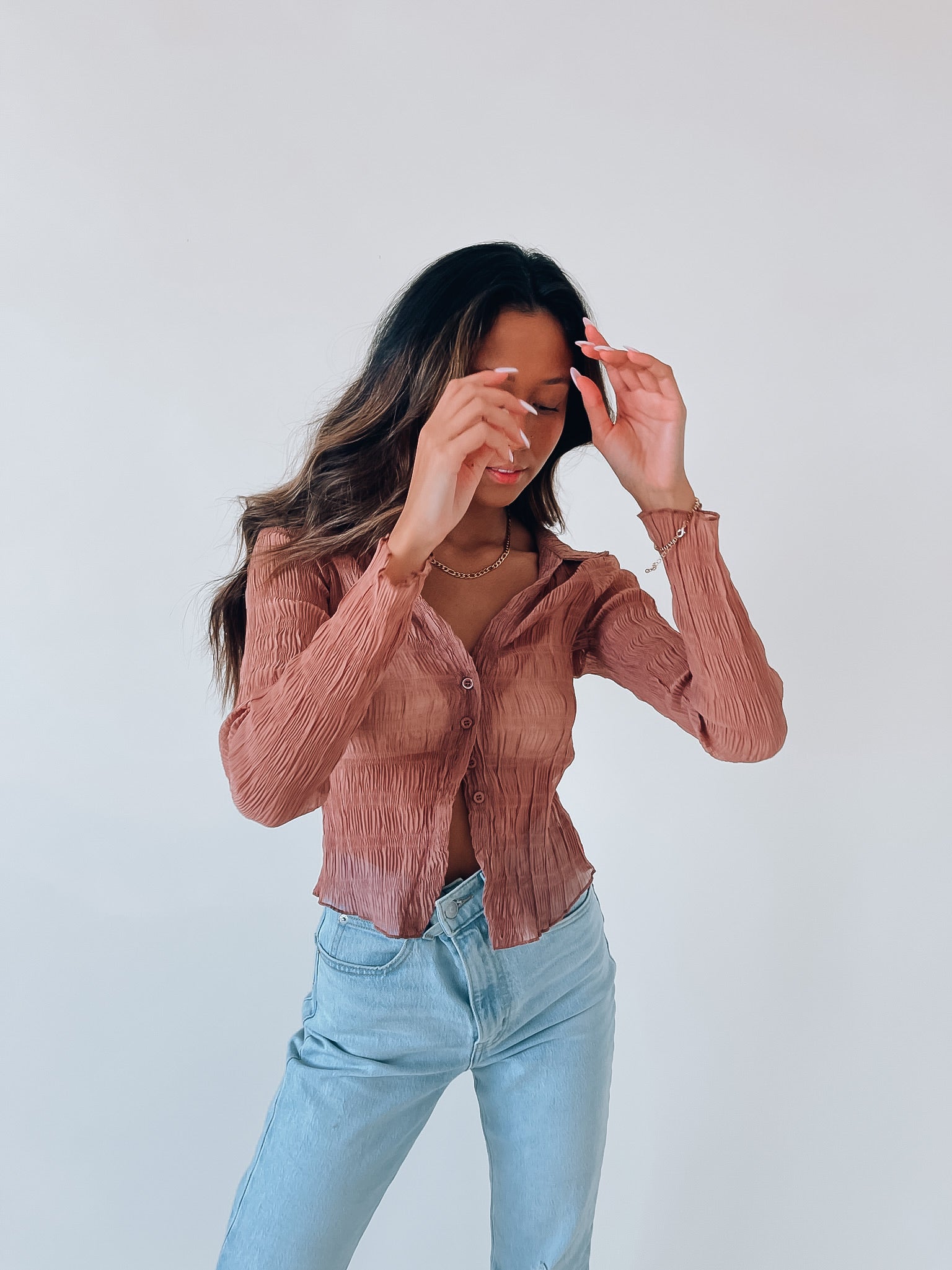 Miranda Textured Mesh Long Sleeve