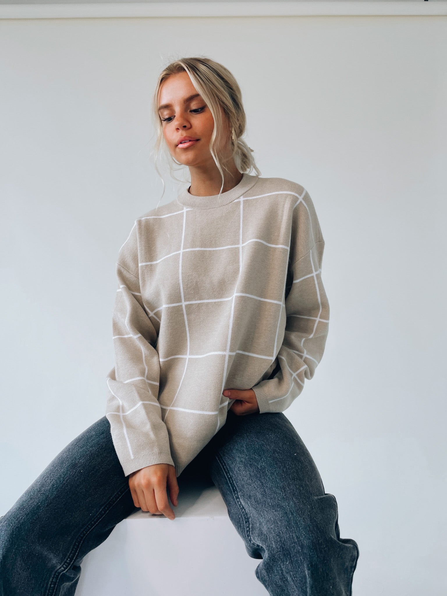 Kyndra Grid Sweater